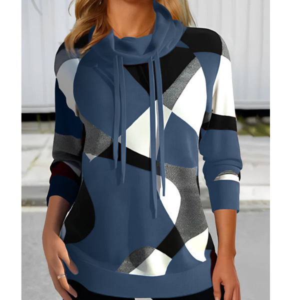 Stickad tröja Dam | Mönstrad Design & Hög Krage | Casual