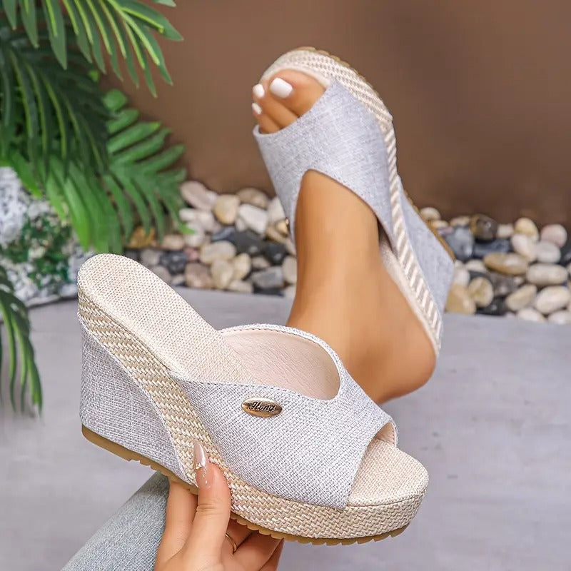 Dam Sandaler | Öppen Tå & Tjock Sula | Lätta Slip-in Sommarskor