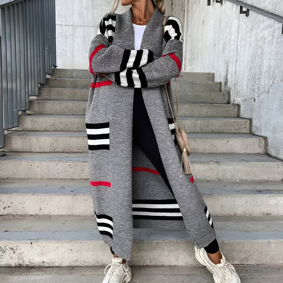 Elegant Lång Cardigan | Öppen &amp; Stilren Design | Stickad Tröja Dam