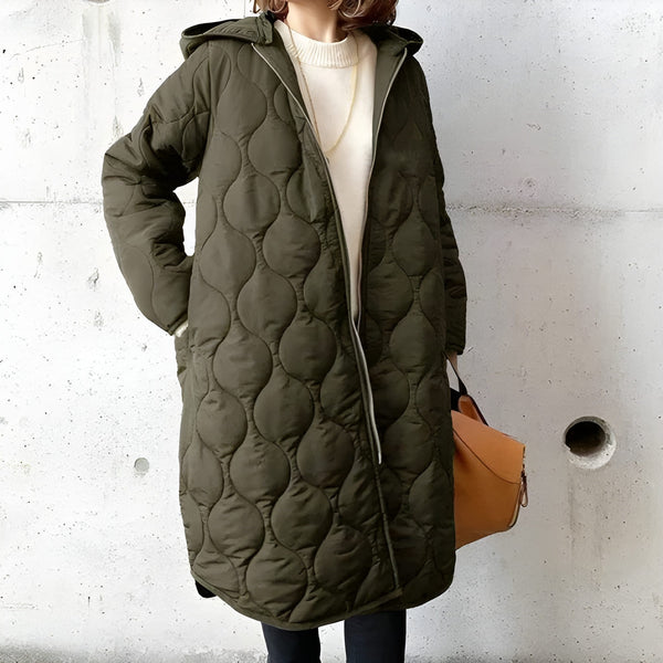 Vinterjacka Dam | Lång Parkas med Huva | Varm Vadderad Jacka | Casual Stil