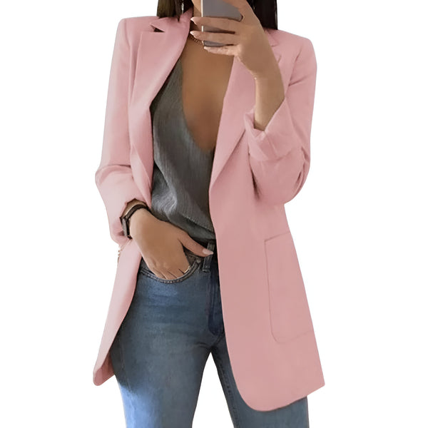 Kvinnor Lång Blazer | Elegant Design | Stilren & Tunn | Perfekt för Lager-på-lager