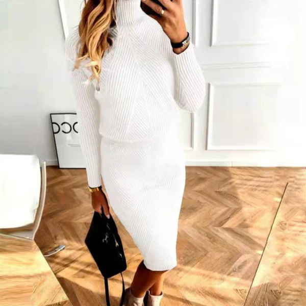 Dam Stickad Klänning | Mysig & Elegant | Slimmad Vintervärme | Polyester