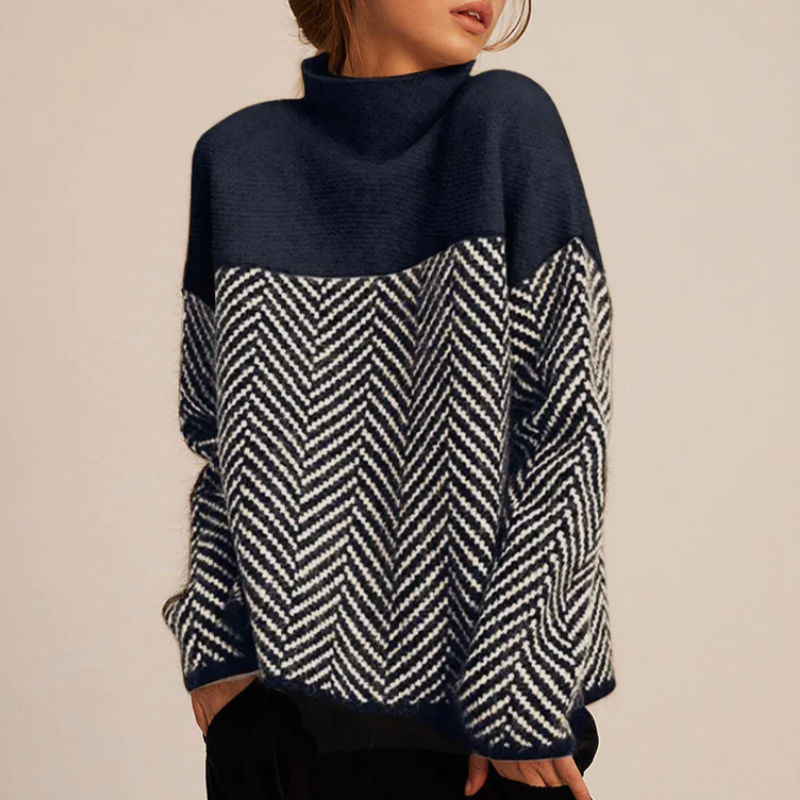 Stickad Tröja |  Polokrage och långarm |  Elegant Stil