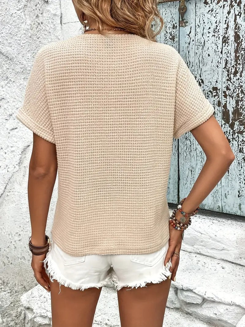 T-shirt för kvinnor | Batwing Sleeves & V-Neck | Lätt transparent topp | Strand & Casual
