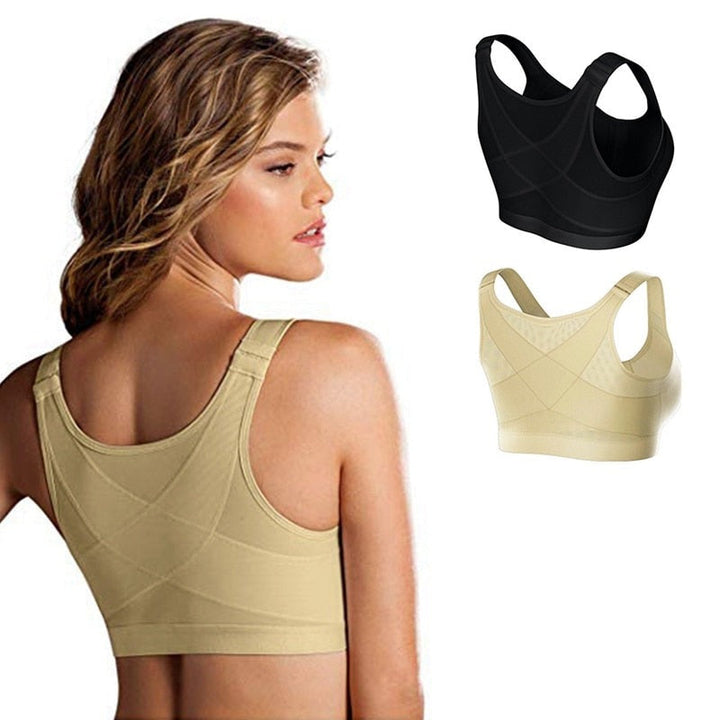 Hållningskorrigerande BH | Kryssrygg &amp; Medelstöd | Stötdämpande &amp; Andas | Spandex &amp; Nylon