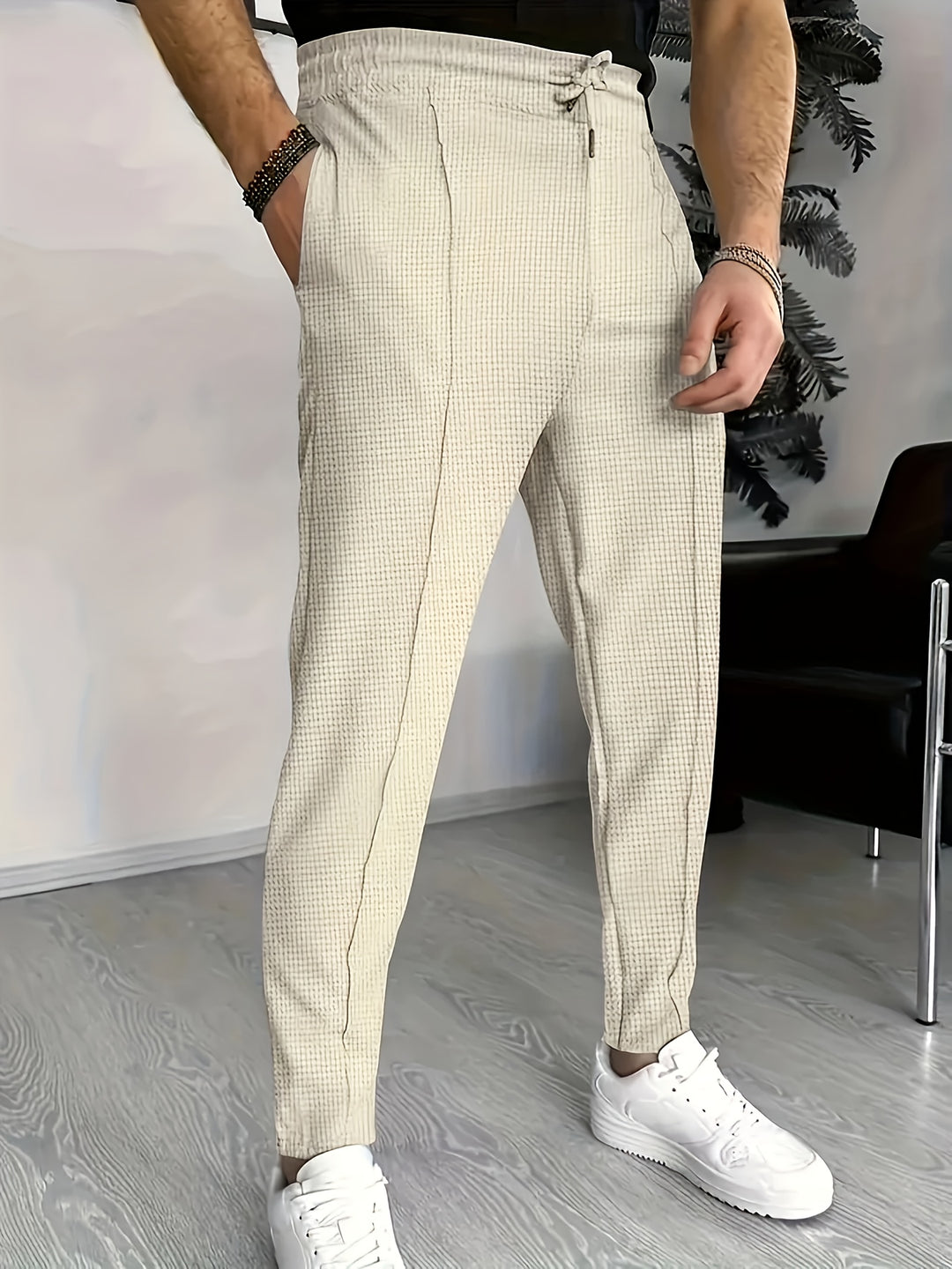 Herr Byxor | Tapered Slimfit | Med Dragsko | Sommar