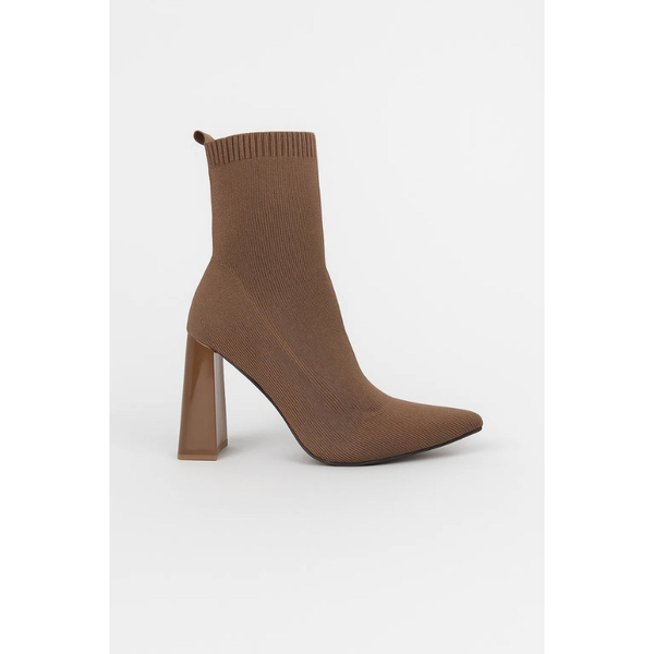 Skor Dam | Stickade Ankelboots | Spetsig Tå och Blockklack