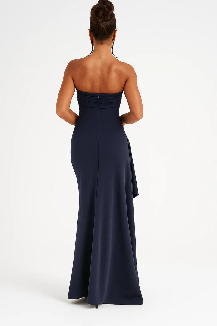 Dam Klänning | Slimfit Strapless Draperad | Hög Slits | Sommar