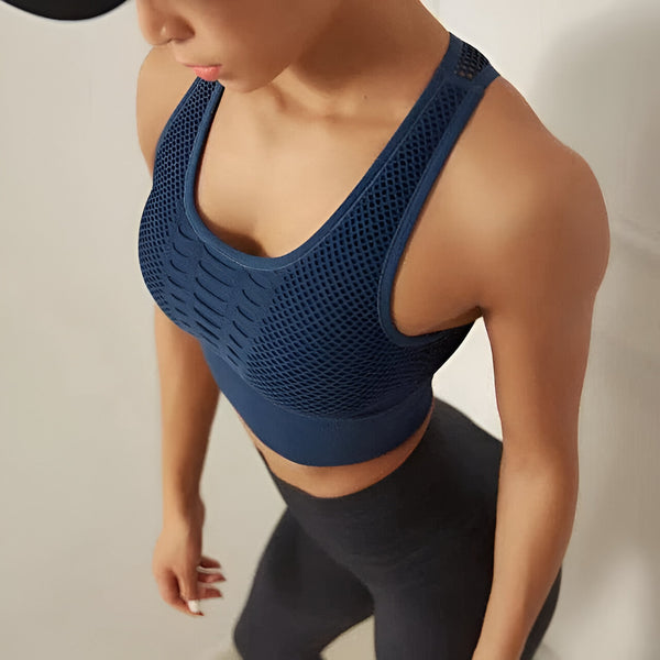 Dam Sport-BH | Sömlös & Vadderad | Racerback Design | Hög Support för Träning