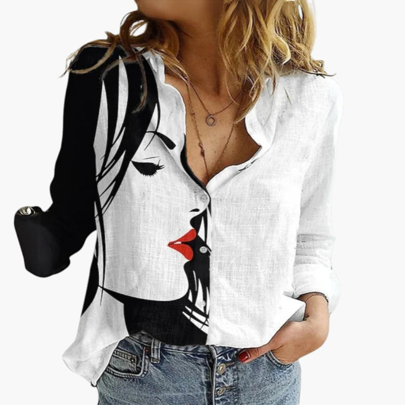 Dam Blus | Oversized | V-Ringad | Sommar