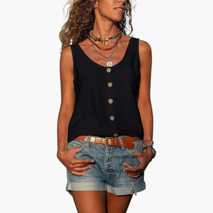 Dam Linne | Casual | Med Knappar | Sommar