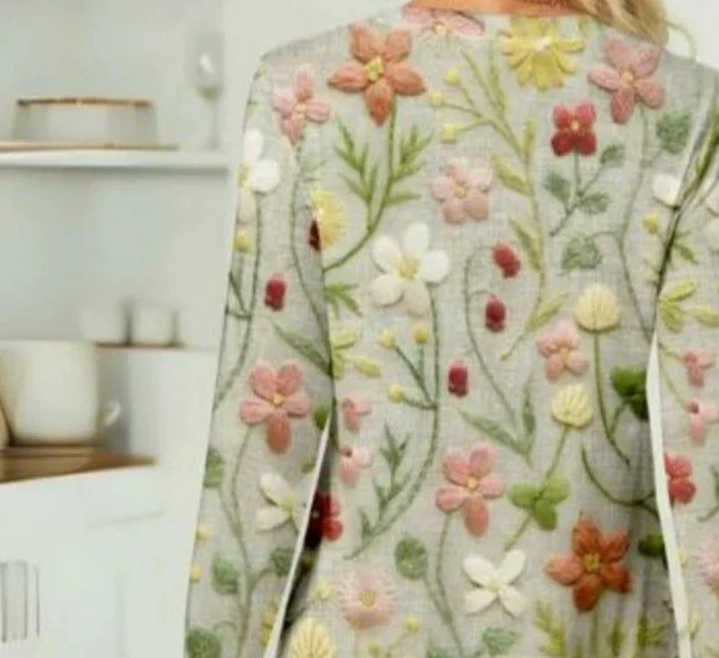 Dam Vårtröja | Lätt & Andas | Avslappnad Passform | Polyester med Blommönster