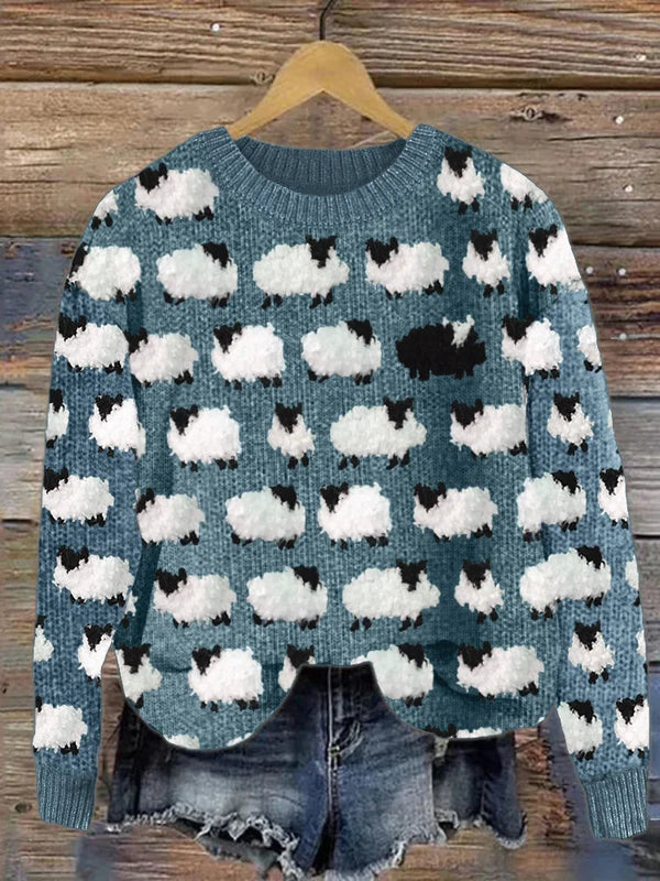 Dam Tröja | 3D Djurmotiv | Avslappnad Långärmad Jumper | Polyester