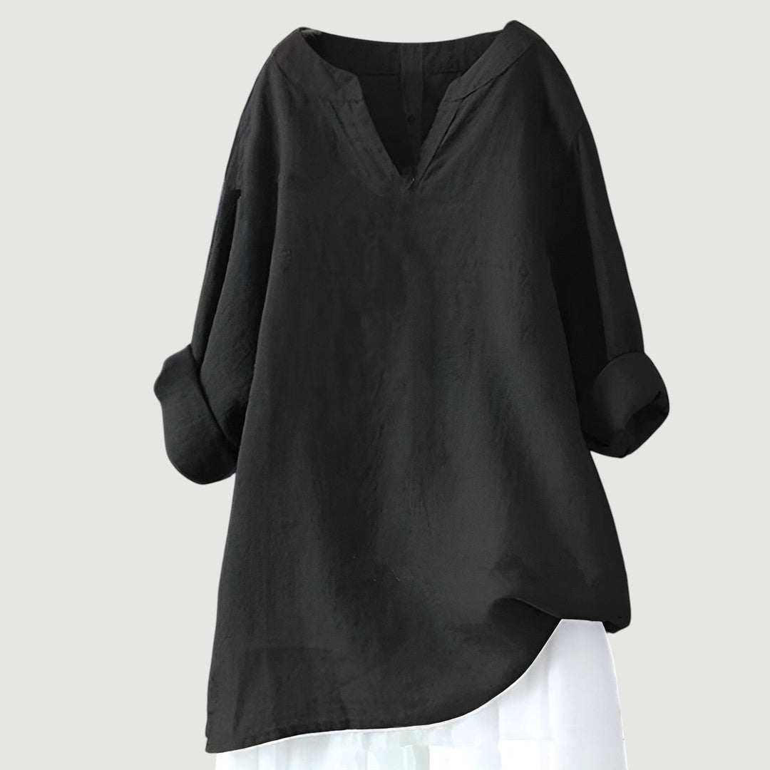Dam Blus | Oversize V-ringad | Lång Ärm | Sommar