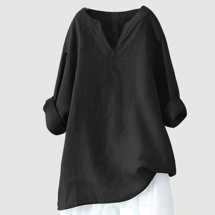 Dam Blus | Oversize V-ringad | Lång Ärm | Sommar