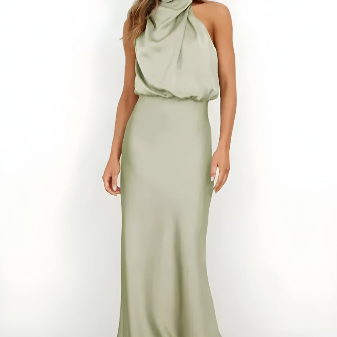 Klänning Maxi | Elegant Svart Halterneckklänning | Tidlös &amp; Sofistikerad