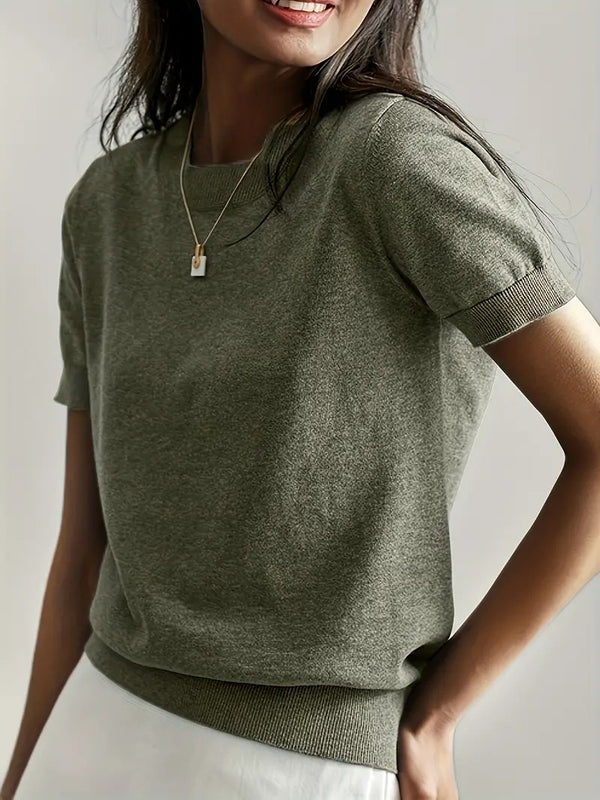 Damtröja | Alla Hjärtans Dag Design & Rund Hals | Kortärmad Casual Tröja för Vår & Sommar