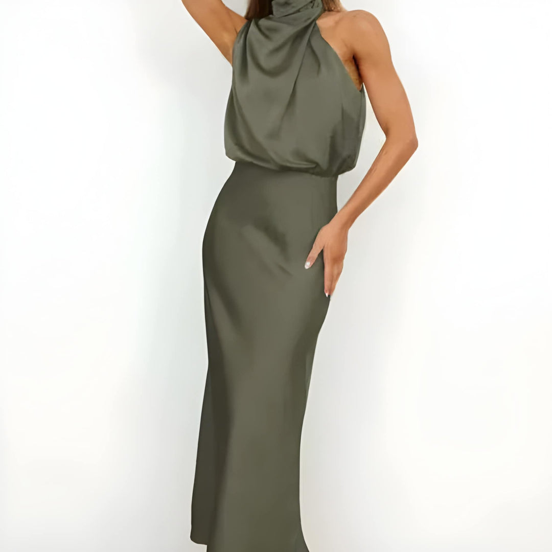 Klänning Maxi | Elegant Svart Halterneckklänning | Tidlös &amp; Sofistikerad