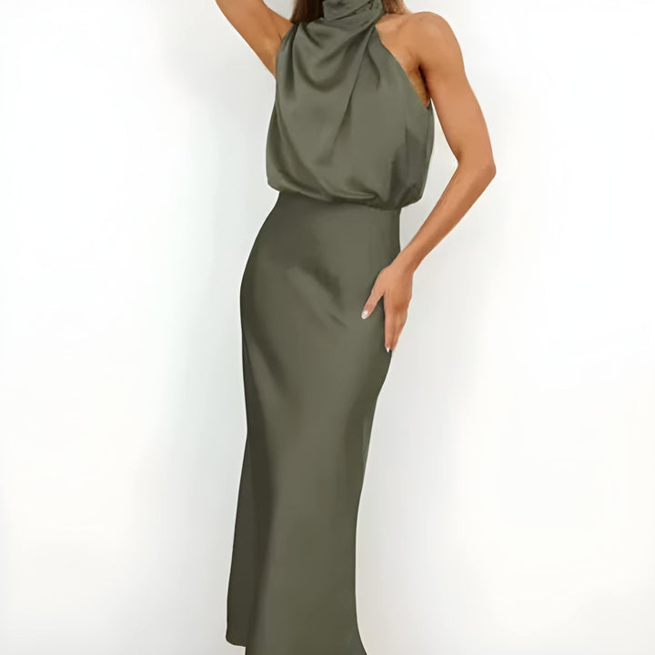 Klänning Maxi | Elegant Svart Halterneckklänning | Tidlös &amp; Sofistikerad