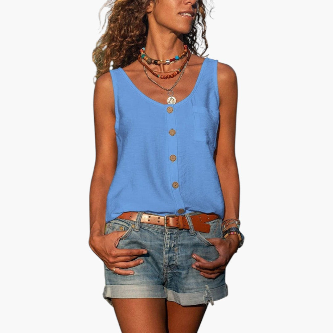 Dam Linne | Casual | Med Knappar | Sommar