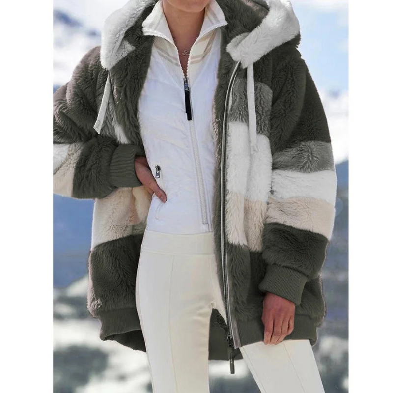 Vinterjacka Dam | Oversize Plüschjacka | Huva