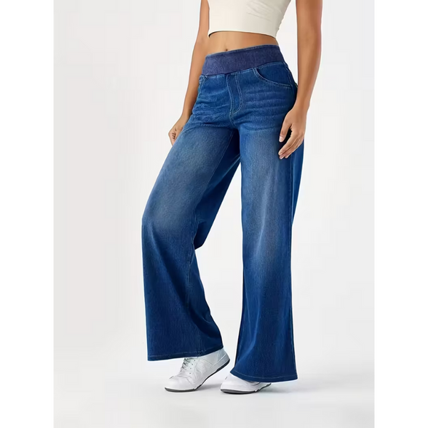 Damjeans | Hög midja och vida ben | Stretchiga kläder