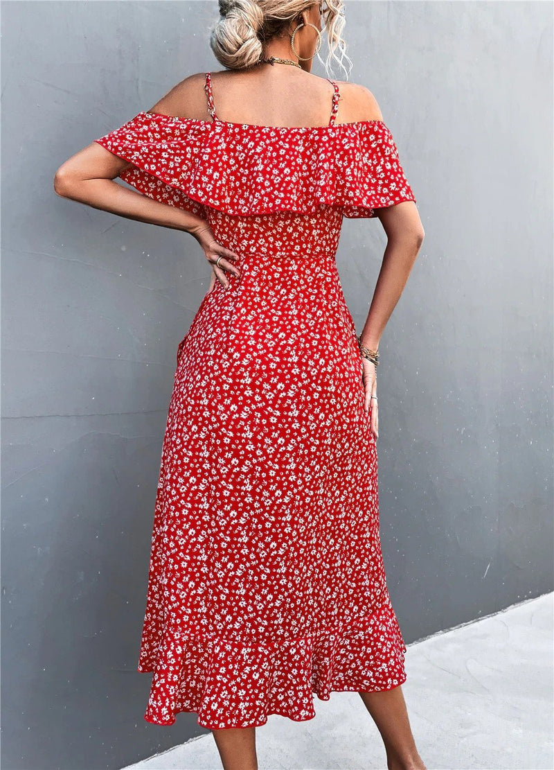 Maxiklänning för kvinnor | Boho blommönster | Asymmetrisk & feminin