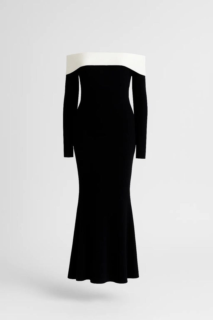 Dam Klänning | Slimfit Off-shoulder | Kontrastdetalj | Sommar