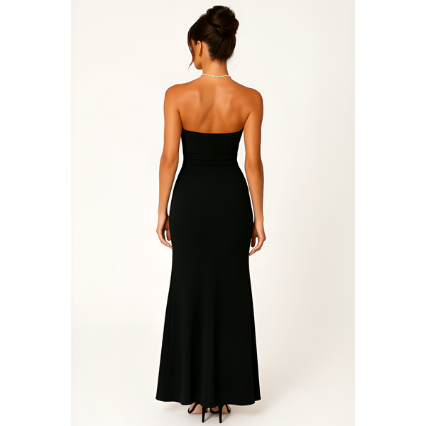 Damsklänning med Hög Sidenslits | Maxi | Lekfstickad struktur & Elegant