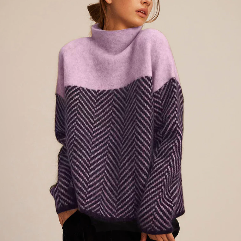 Stickad Tröja |  Polokrage och långarm |  Elegant Stil