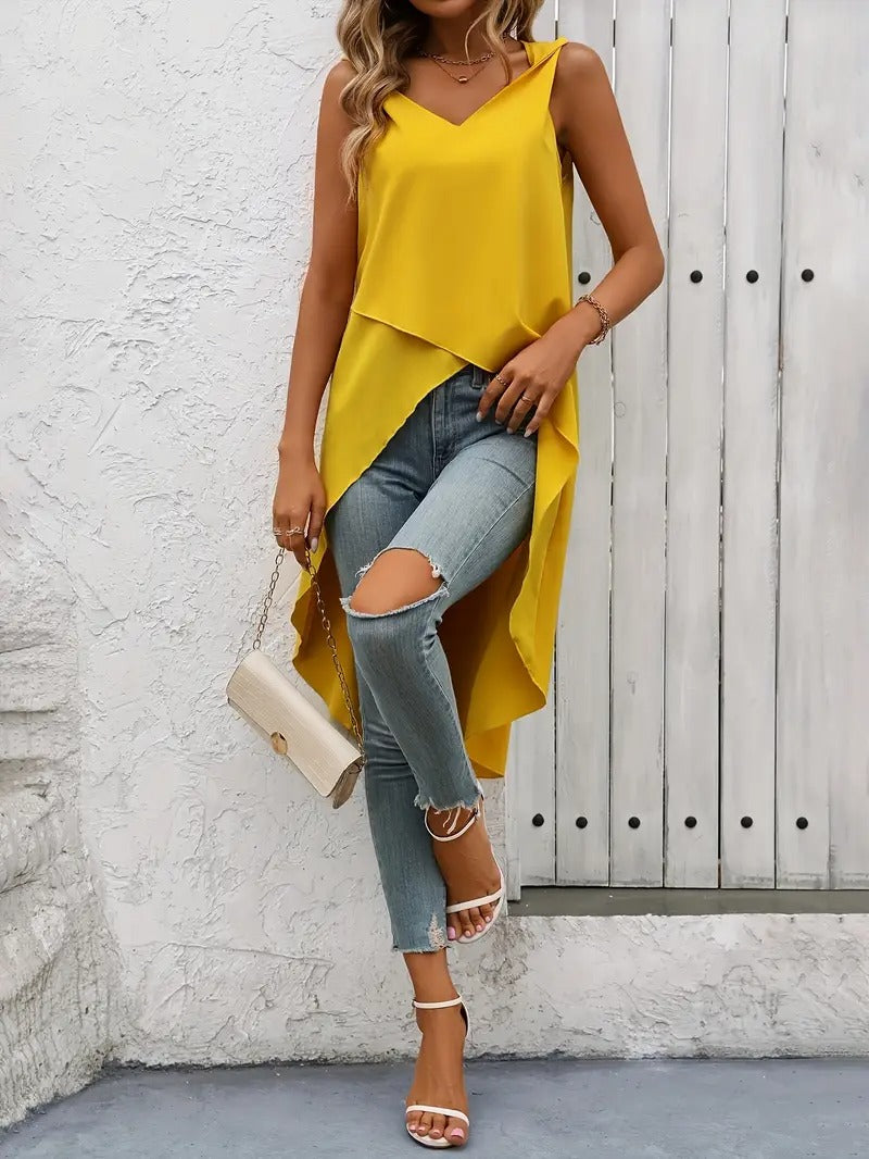 Dam Top | Elegant Asymmetrisk Axel & Off-Shoulder | Modern & Somrig Stil