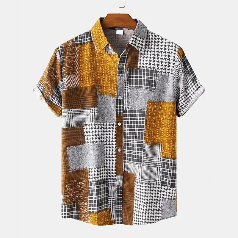 Herr Skjorta | Kortärmad | Abstrakt Print | Sommar