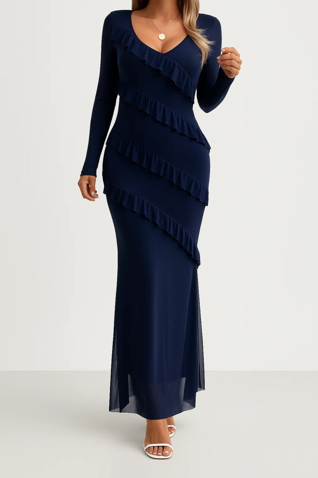Dam Klänning | Elegant | Volangdetaljer | Sommar