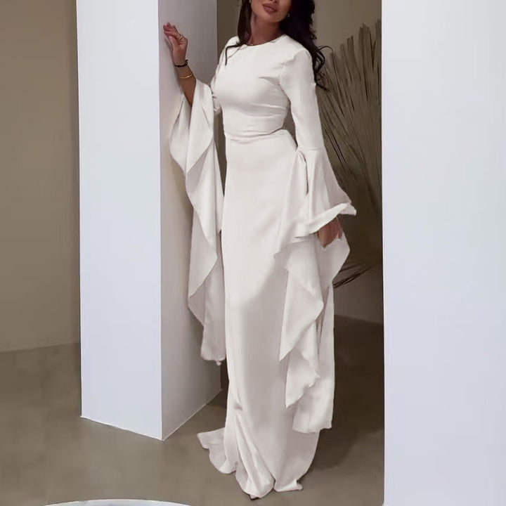 Dam Maxiklänning | Långärmad &amp; Draperad | Elegant Design | Fest &amp; Kväll