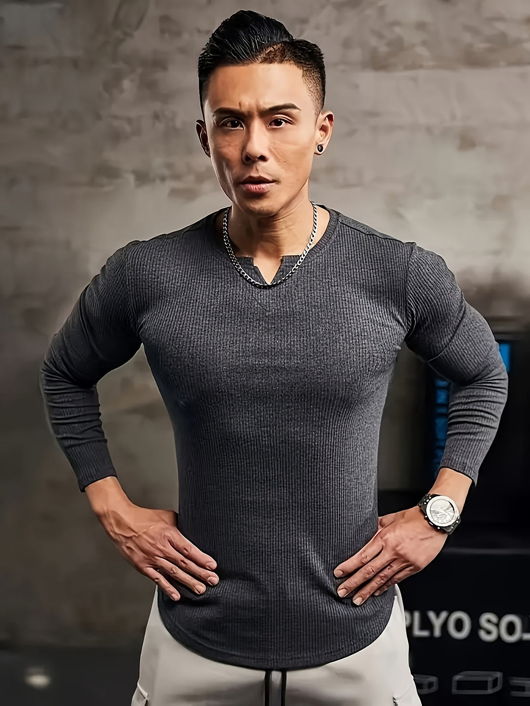 Herr Tröja | Slimfit Minimalistisk | Lång Ärm | Vår