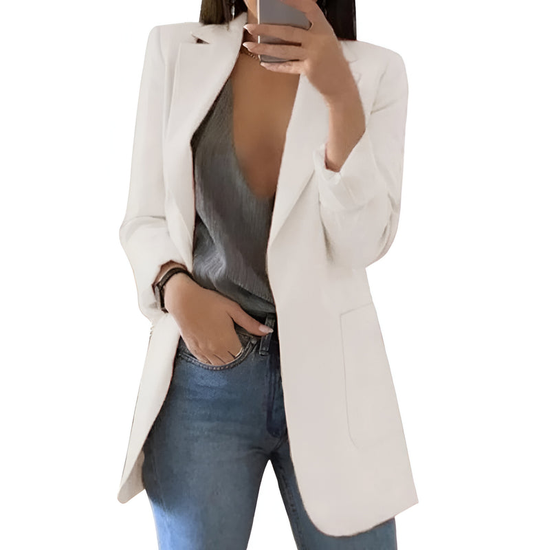 Kvinnor Lång Blazer | Elegant Design | Stilren & Tunn | Perfekt för Lager-på-lager