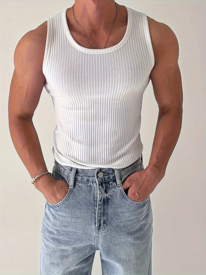 Herr Linne | Slimfit | Ärmlös | Rund Hals | Sommar