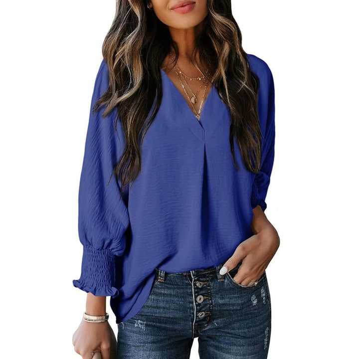 Dam Blus | Elegant | V-ringning | Sommar