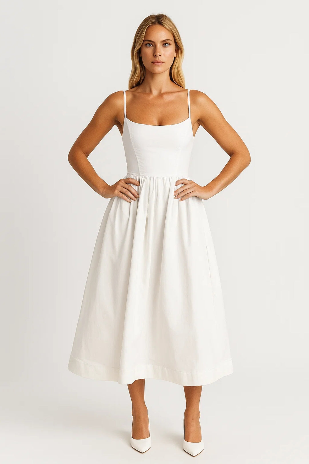 Dam Klänning | Elegant | Utsvängd Midi | Sommar