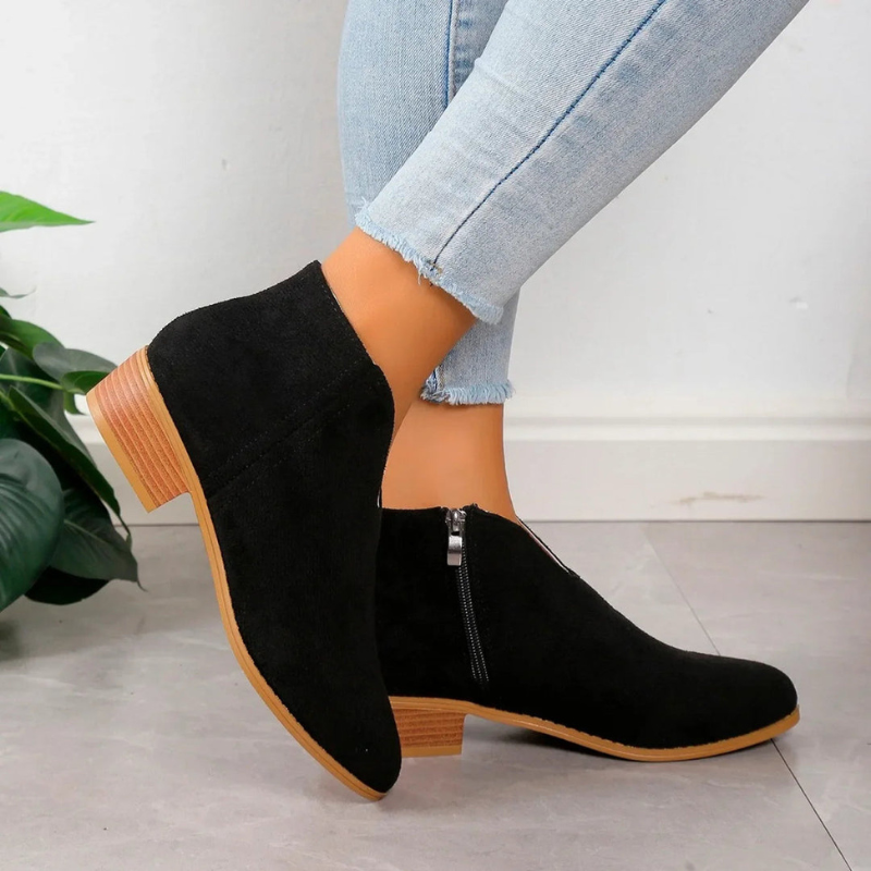 Skor för Vinter | Dam Boots med Blockklack | Spetsig Tå & Dragkedja