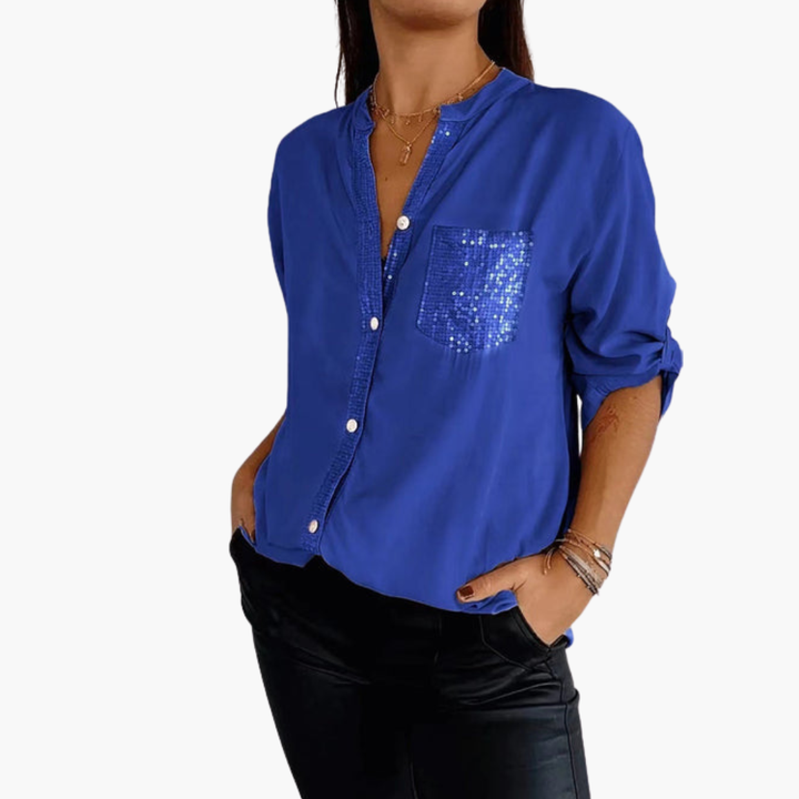 Dam Blus | Elegant | Med Knappar | Vår