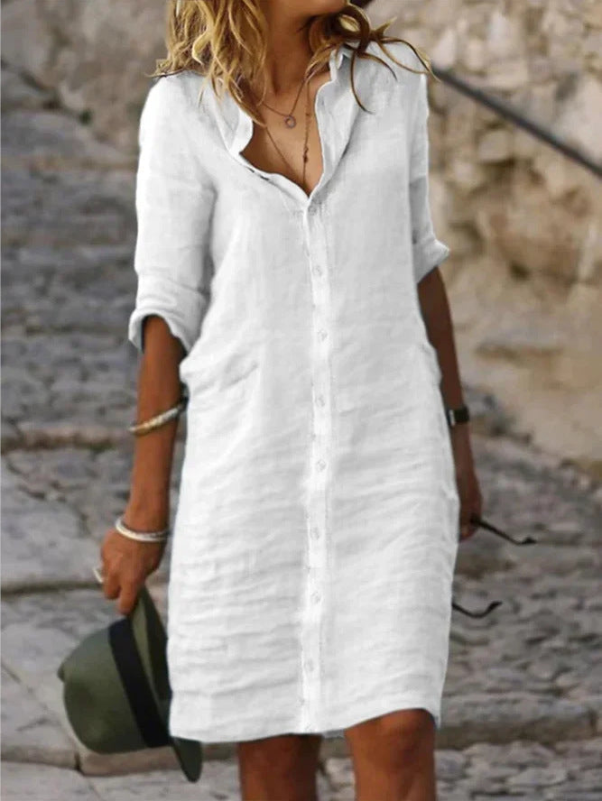 Dam Klänning | Elegant | Med Knappar | Sommar
