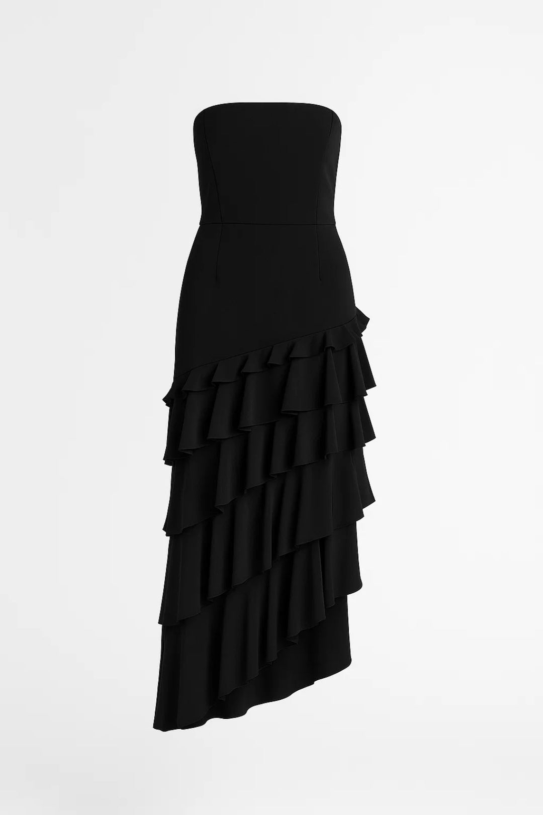 Dam Klänning | Strapless Volang | Asymmetrisk Design | Sommar