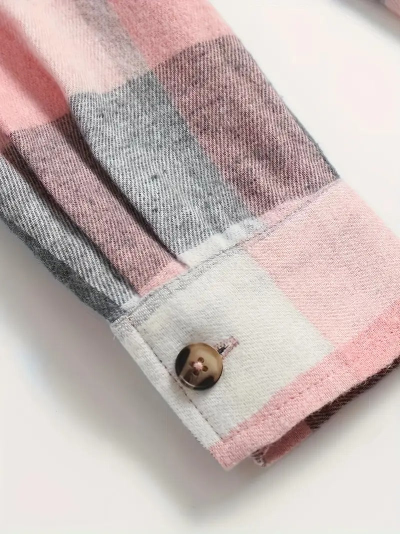Damblusa | Rutig & Enkel Design | Långärmad Skjorta med Knäppning för en Avslappnad Stil