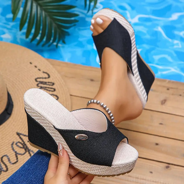 Dam Sandaler | Öppen Tå & Tjock Sula | Lätta Slip-in Sommarskor