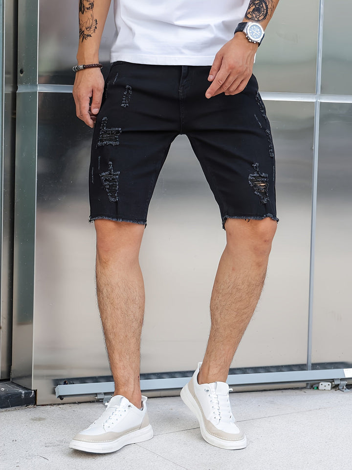 Herr Shorts | Slimfit Ripped | Rå Kant | Sommar