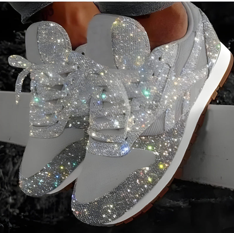 Sneakers Dam | Glittriga Mesh Skor | Casual Snörskor