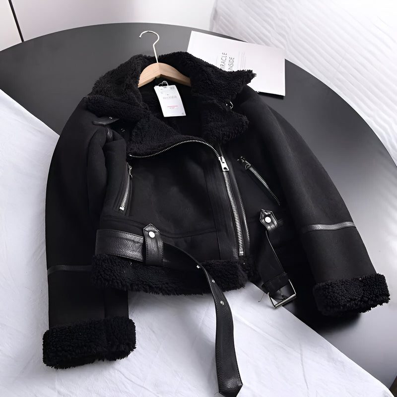 Dam Jacka | Tjock Oversize Bikerjacka | Varm & Stilren