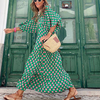 Sommarklänning för kvinnor | Lång modell | Elegant &amp; mångsidig stil | Korta ärmar