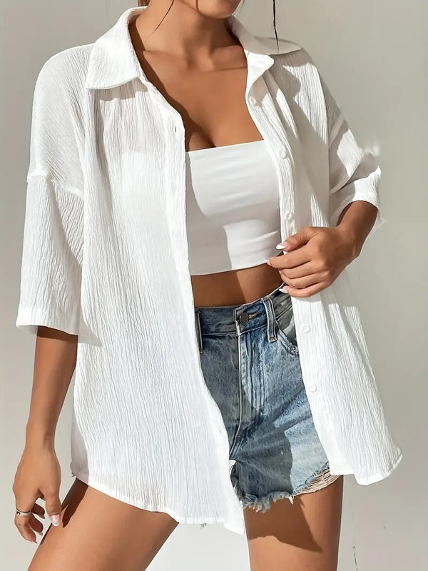 Damskjorta | Casual Raglanärm & Korta ärmar | Regular Fit | Lättviktspolyester | Sommar